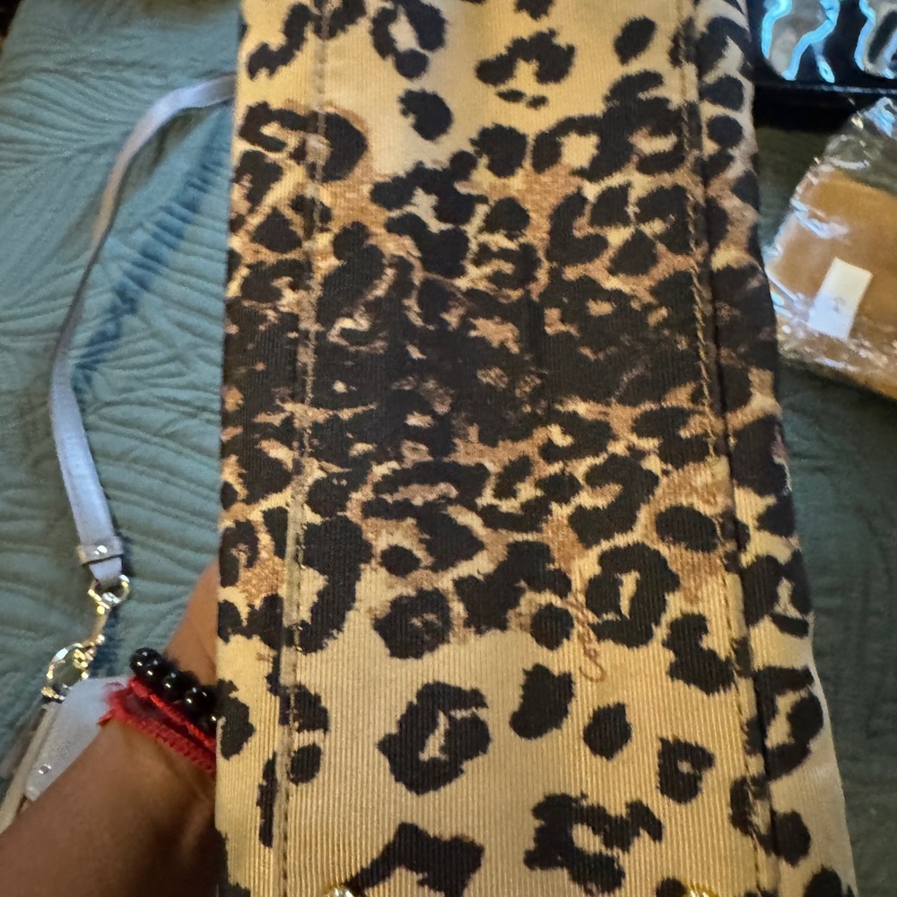 Coach Leopard-Print Canvas Shoulder Bag with Dark Brown Leather - Picture 2 of 11